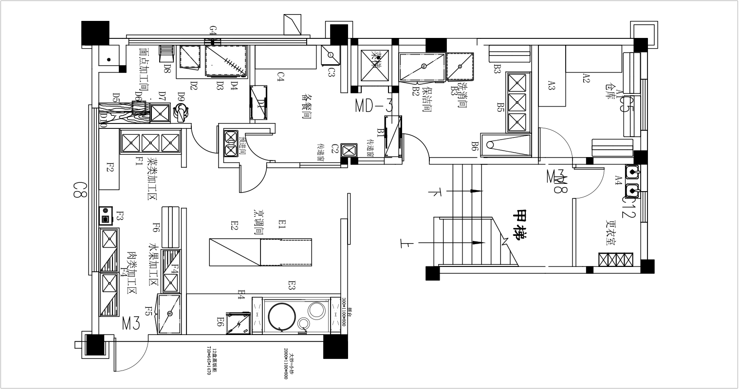 根据环保要求和水电接驳，对后厨合理规划