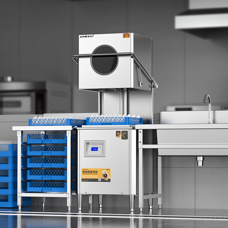 麦大厨RNHS-P60加大热能回收款揭盖式洗碗机商用9.75kw